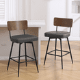 thumbnail image 2 of ANMINY Swivel Bar Stools Set of 3, 26" Seat Height, Upholstered Faux Leather Counter Barstools with Wood Backs and Metal Legs, Counter Height Bar Stool for Kitchen Island, 2 of 9