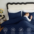 thumbnail image 4 of Juego de edredón CozyLux azul marino, tamaño completo, 3 piezas, 4 of 9