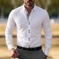 thumbnail image 2 of LMOIPLI Men's Formal Long Sleeve Dress Shirt Modern Slim Fit Wrinkle-Free Casual Business Button Up Shirts White M, 2 of 7