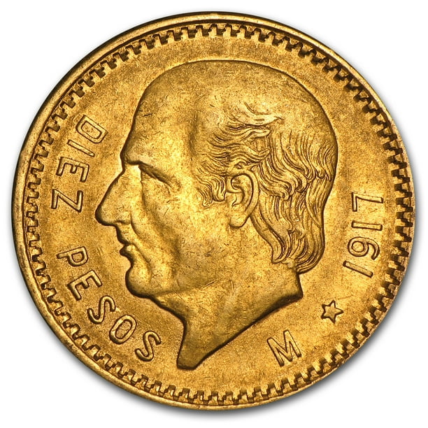 Vintage Mexican Mint - 1917 Mexico Gold 10 Pesos AU - Walmart.com
