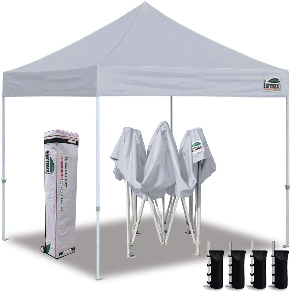 Bonus 4 SandBags MASTERCANOPY Pop-up Canopy Tent Compact Instant Canopies with 4 Removable Side Walls and Roller Bag 8x8 FT, Beige