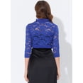 thumbnail image 4 of Cárdigan elegante con cuello con volantes pamujer, top de encogimiento de hombros con encaje floral transparente Azul joL, 4 of 5