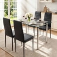 thumbnail image 3 of UHOMEPRO Black Kitchen Table Set, 5 Pieces Dining Table Set, Tempered Glass Dining Table and Chairs Set for 4, Upgraded Iron Dining Room Table Set with 4 PU Leather Chairs, 3 of 9