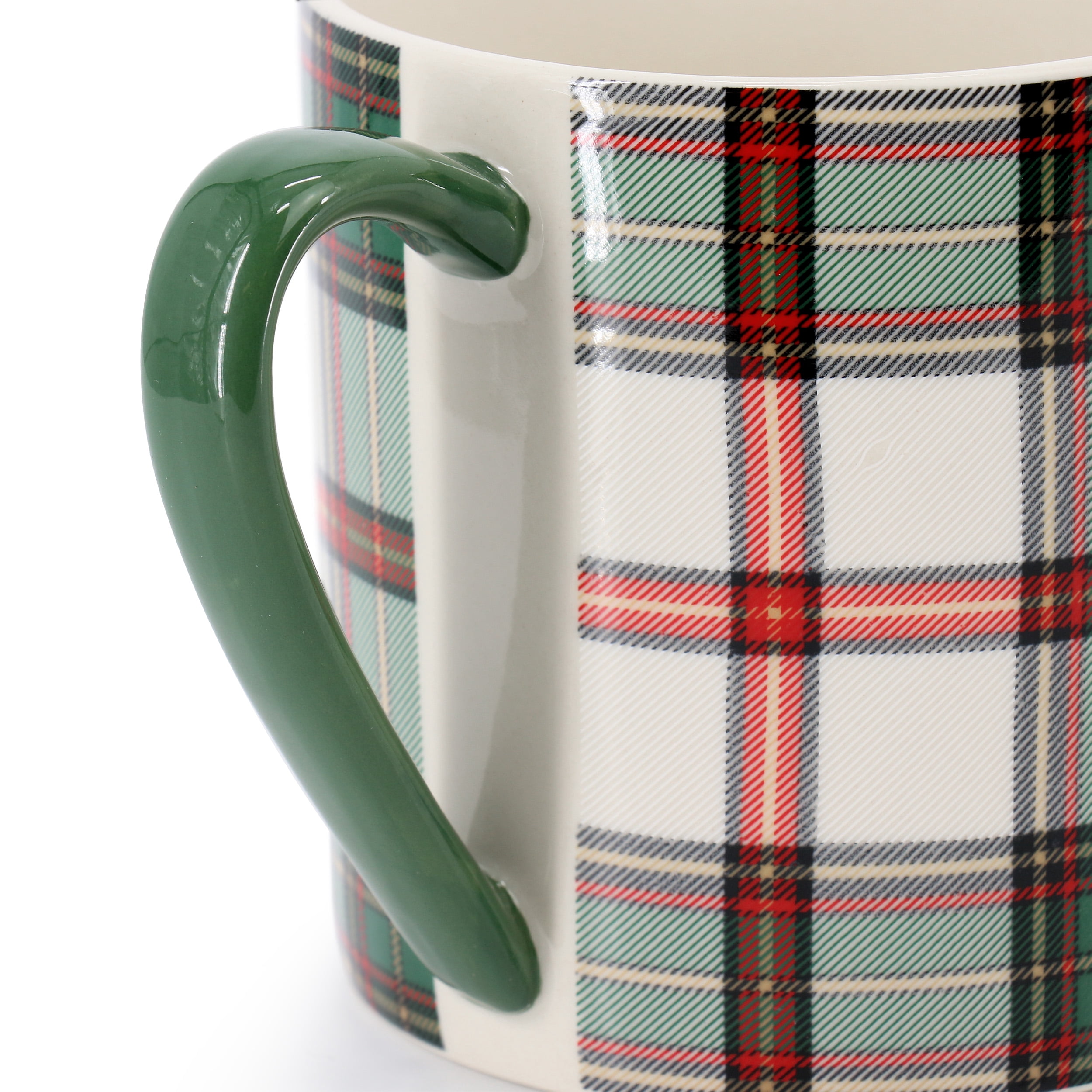 Martha Stewart Everyday Holiday Plaid 8 Piece 19 Ounce Stoneware Mug Set in Green