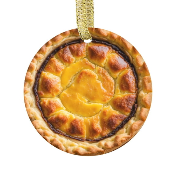Custard Portugese Egg Tart Gift Tarts Food Lovers Foodie Novelty Holiday Christmas Ornament Xmas Tree Gift (Flat Design Printed on Ceramic, NOT 3D)
