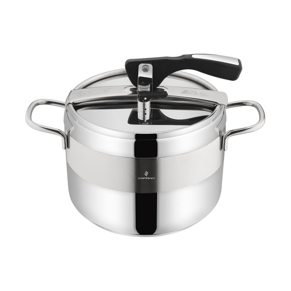 Sofram Stainless Steel Pressure Cooker 6.3 Qt (6 L) Steamer Cooker Stovetop Instant Cooking Pot Induction Safe, Silver Color