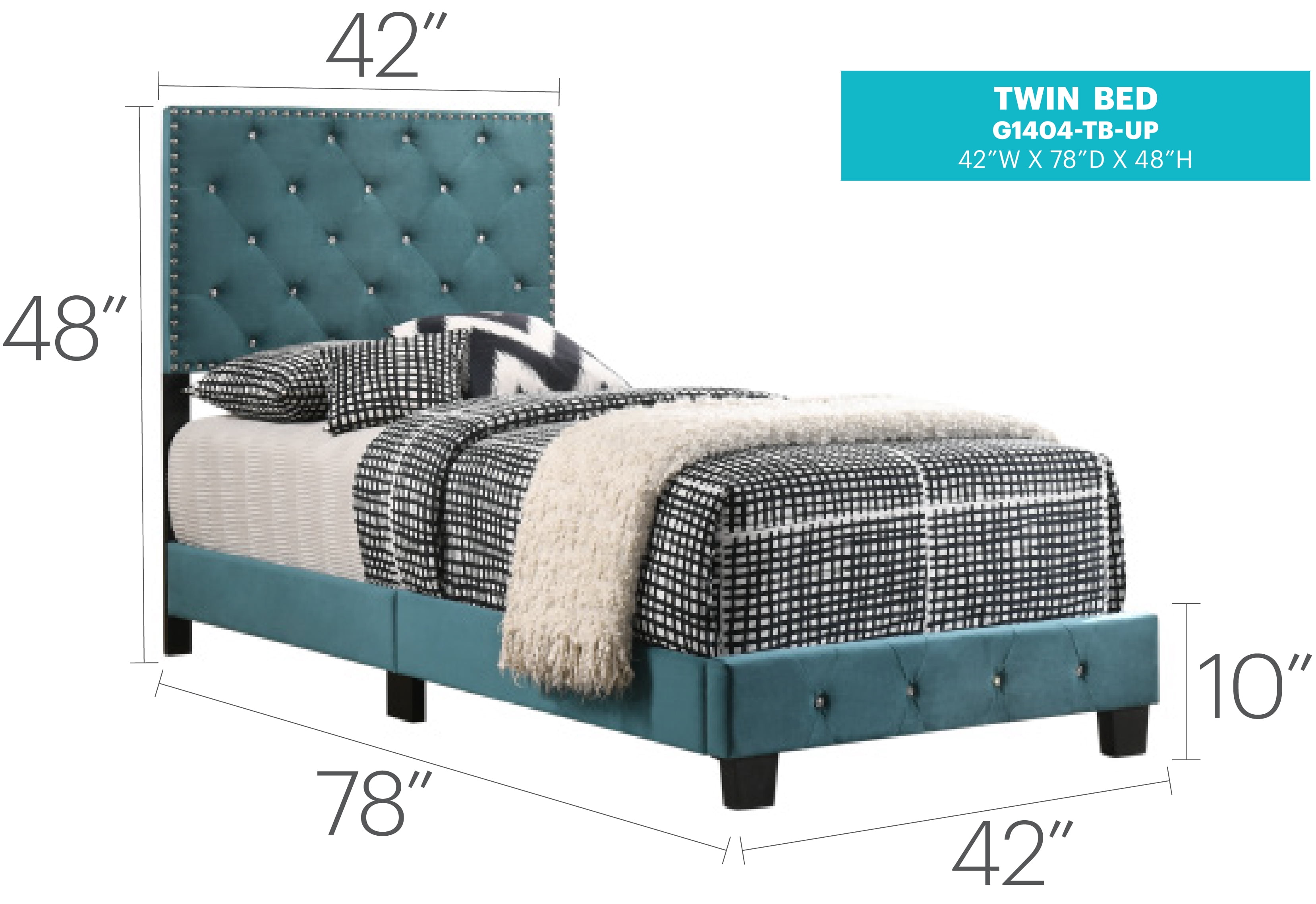 Glory Furniture Suffolk Twin Bed in Green Color