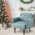 thumbnail image 3 of SZLIZCCC Faux Leather Accent Chair Modern PU Armchair, Retro Tufted Upholstered Arm Chair for Office, 3 of 8