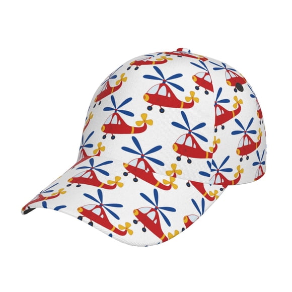Sikiie Cartoon Helicopter Print Unisex Vintage Washed Unstructured Baseball Cap Soft Cap Adjustable Unisex Baseball Hat Dad Hat