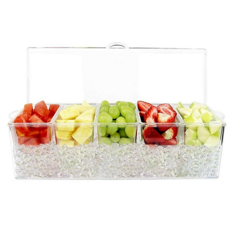 Ice Cooled Condiment Serving Container Chilled Garnish Tray Bar Caddy for  Home Work or Restaurant