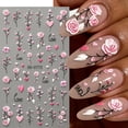 thumbnail image 3 of Chanana Pink Flower Nail Art Stickers, Colorful Spring Daisy Nail Decals, 5D Embossed Self-Adhesive Design for Nail Art Floral Rose Flowers Transfer Sticker for Women Nail Decoration Supplies, 3 of 9
