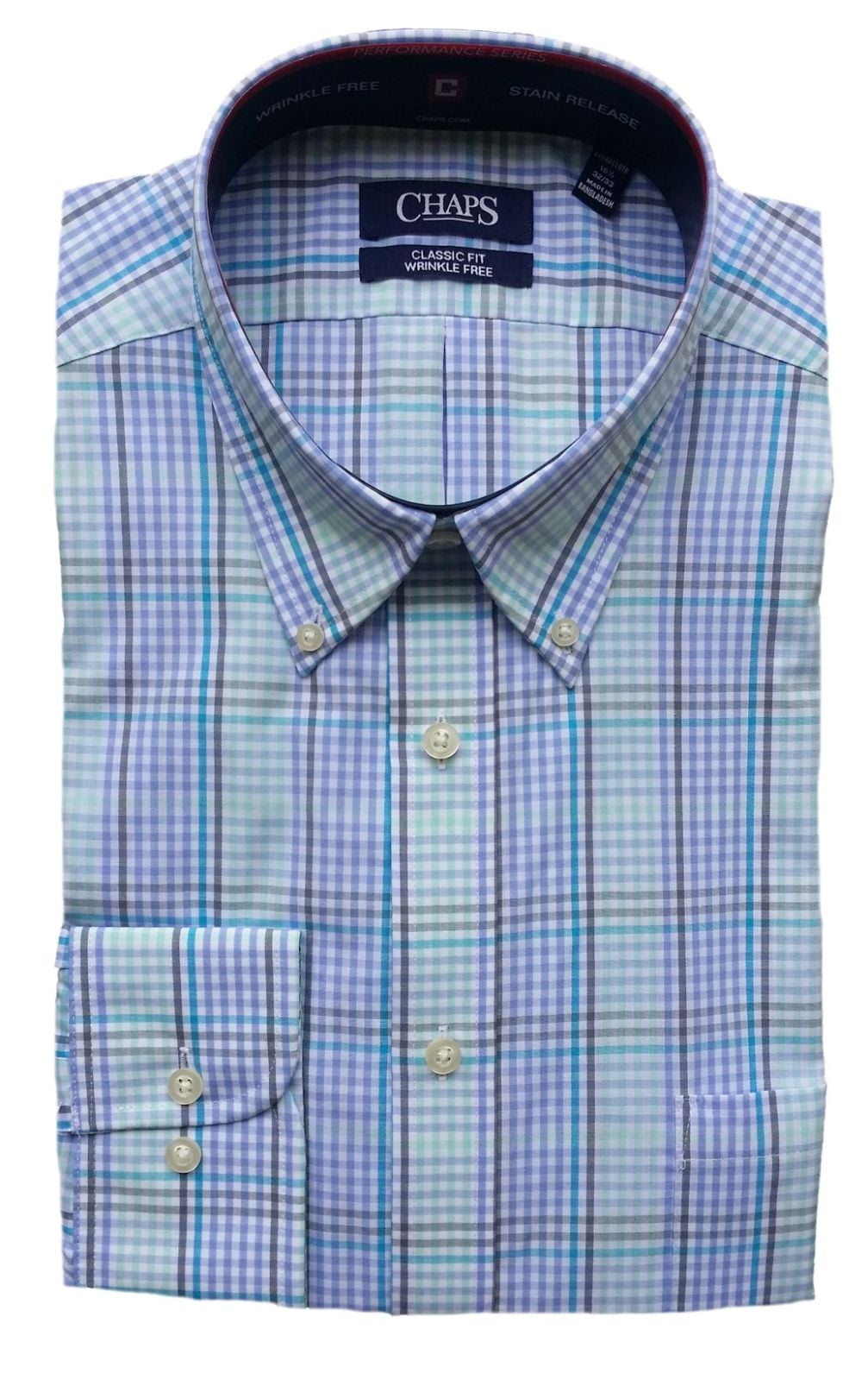 Chaps Men's Performance Classic Fit Plaid Dress Shirt