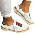 thumbnail image 3 of JINMGG Sneakers for Women Plus Clearance Women's Fashion Casual Hollow-Out Round Toe Slip On Shoes Flat with Sneakers White 37, 3 of 7