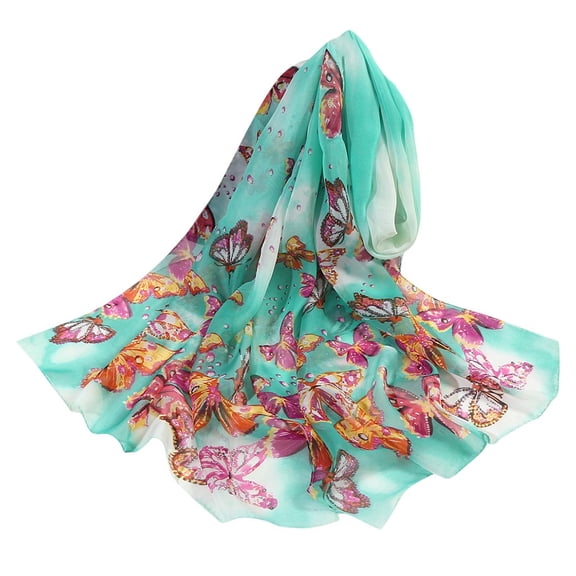 RANJIE Silk Scarves for Women Fashion 160*50cm Flower Print Long Simulation Soft Lightweight Bandanas Women's Wrap and Shawl,Green