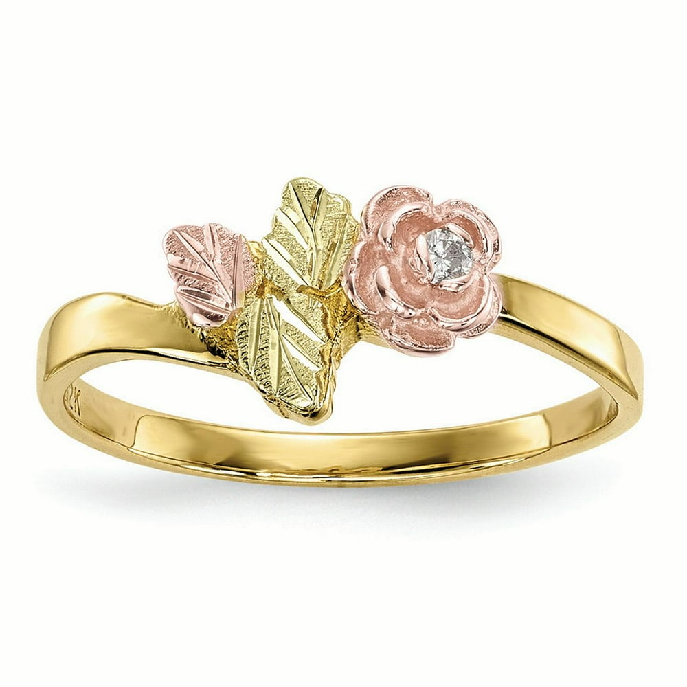 Ring Women Diamond 10K Tri Color Gold 10.37 MM Black Hills Gold