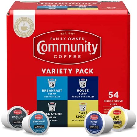 Community Coffee Variety Pack 54 Count Coffee Pods, Medium To Dark Roast, Compatible With Keurig 2.0 K-Cup Brewers, 54 Count (Pack Of 1)
