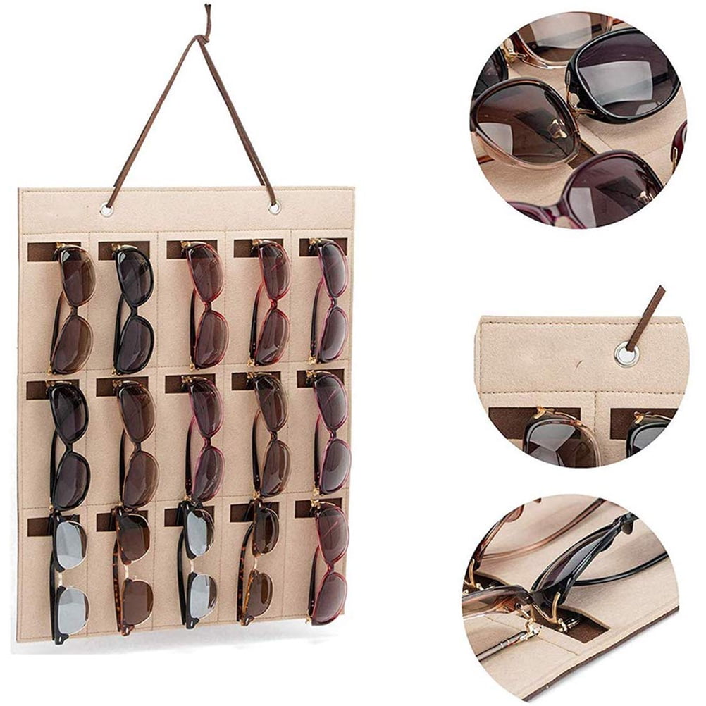 Keys Hanging Organizer Storage Bag,15 Slot Wall Mount/Over Door Storage Bag For Purses Sunglasses 