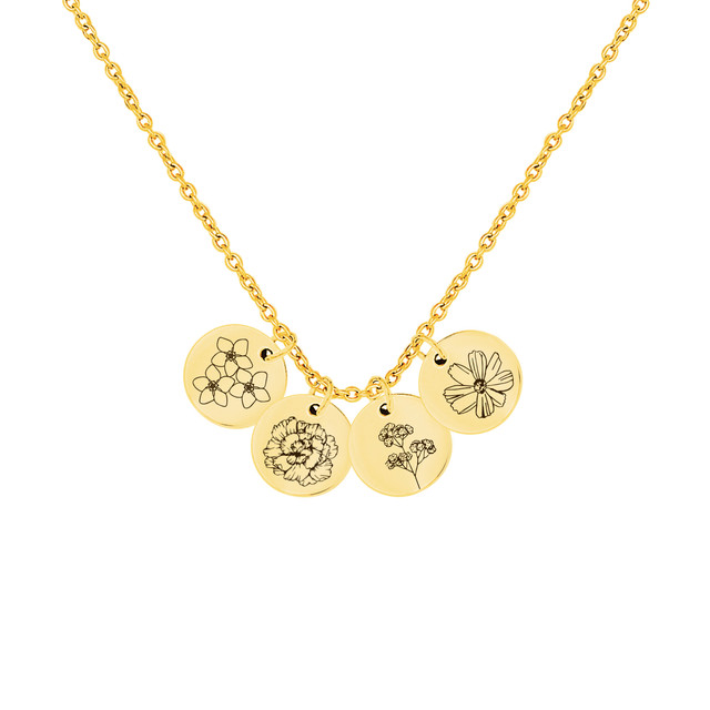 Personalized Birth Flower Necklace - Birthflower Necklace With Back Initial - Poppy Flower Charm - Birth Flower Gift - Birthday Gift for Daughter