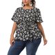 thumbnail image 1 of Women's Plus Size Tops Ruffle Short Sleeve Summer Chiffon Floral Blouse Black 1X, 1 of 7