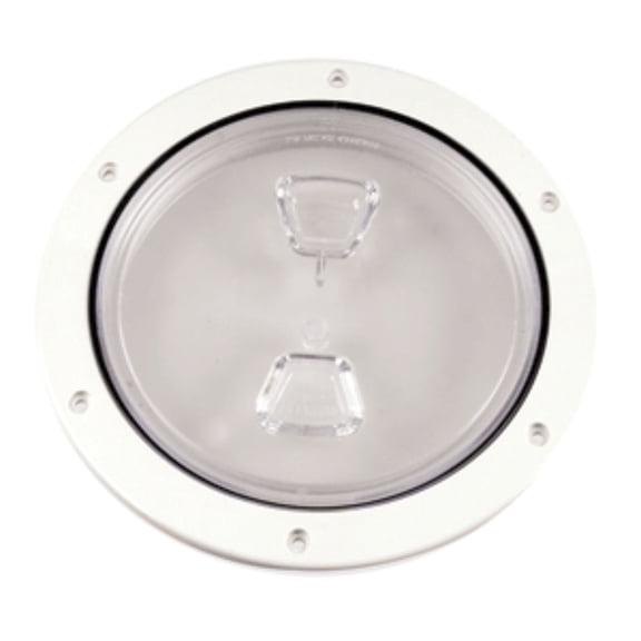 7" White Round Beckson Clear Center Screw Out Boat Deck Plate