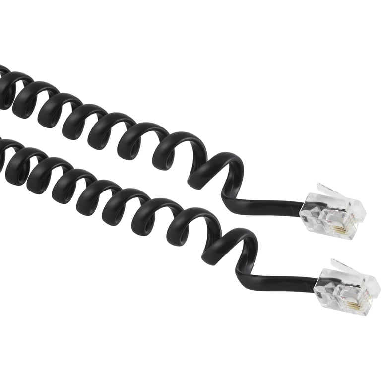 Vintage Black Cloth Covered Telephone Cords - Handset & Line Cords - Made In Canada
