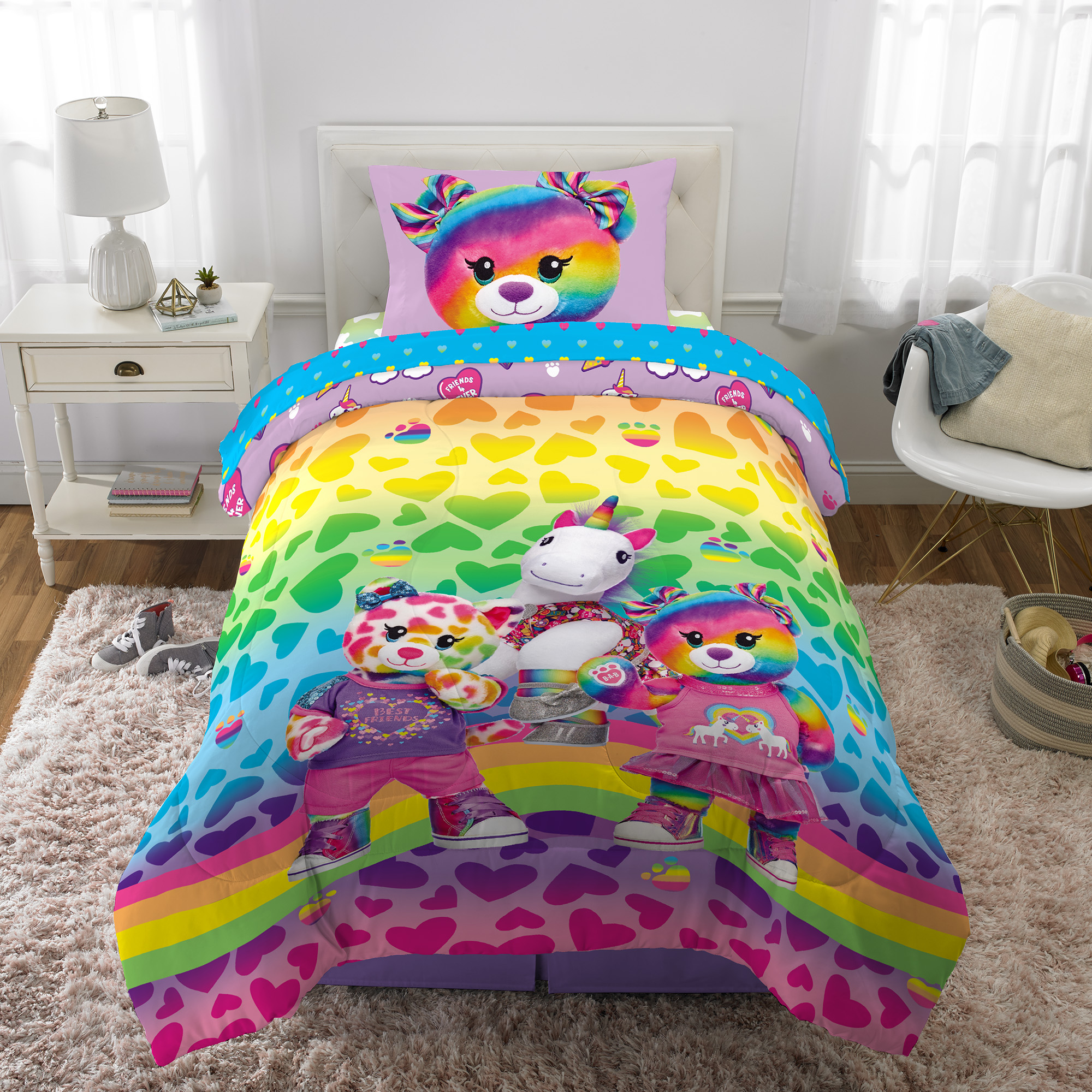Build-A-Bear Workshop Kids Twin Bed in a Bag, Comforter and Sheets, Multicolor - image 2 of 10