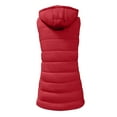 thumbnail image 5 of Dwralegc Women Long Vest Fashion Trendy Outfits Solid Color Sleeveless Winter Warm Long Vest Zip Up Quilted Hooded Coat with Pockets Red M, 5 of 7