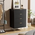 thumbnail image 5 of FURNIWAY Black 4 Drawer Dresser with Gold Handles, Fluted Wood Chest Nightstand for Bedroom, Living Room, Entryway, 5 of 9