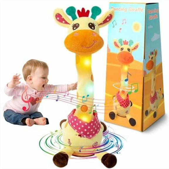 Dancing Giraffe Singing 10 Children's Song,Stuffed Baby Toy Repeats What You Say,Colorful Glowing Giraffe Plush Interactive Toys