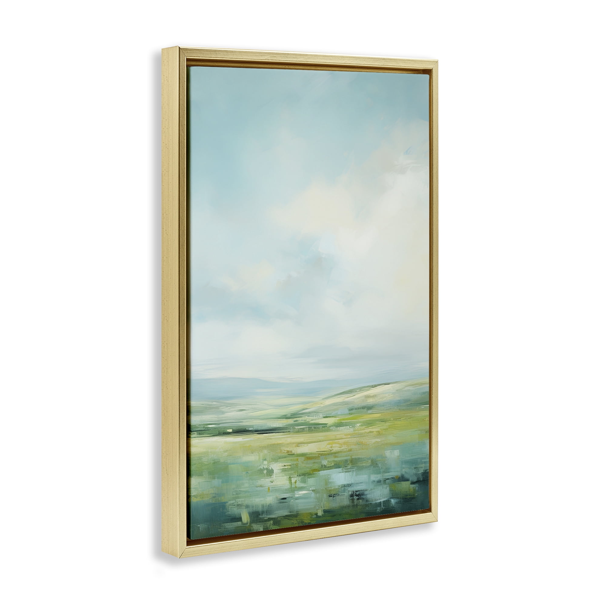Stupell Industries Scenic Countryside Clouds Landscape & Nature Painting Gold Floater Framed Canvas Art Print Wall Art, 17 x 25