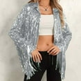 thumbnail image 2 of Daznico Stylish Casual Fringe Sequin Jacket Outerwear Sparkly Coat for Daily Wear and Night Out,Mardi Gras Clothing,L, 2 of 4