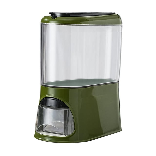 Contenedor para almacenar arroz, cubo para granos con tapa transparente, contenedor para almacenar alimentos secos verde