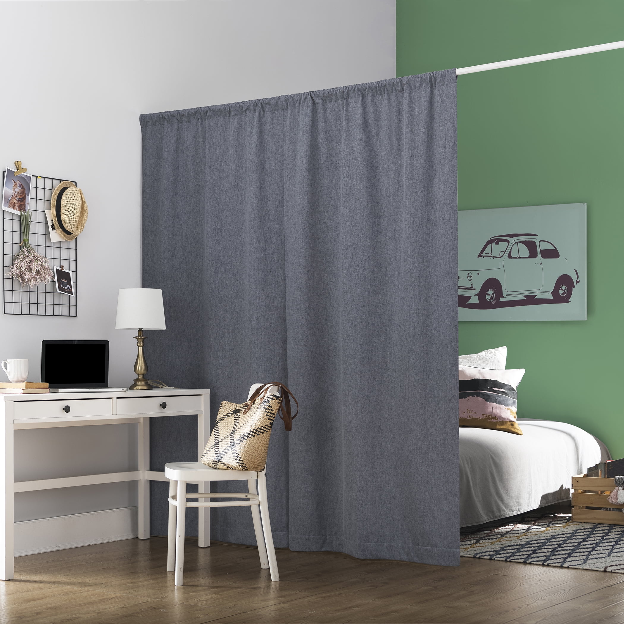 Sun Zero Jules 100% Blackout Rod Pocket 40" x 96" Single Curtain Panel in Blue