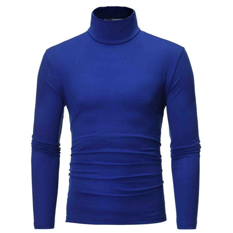 Blue T-Shirts Male Winter Warm High Collar Fashion Thermal