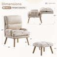 thumbnail image 3 of Ebello Adjustable Backrest Accent Chair, Modern Velvet Lounge Chair with Ottoman & Side Pockets for Living Room Bedroom, Beige, 3 of 11