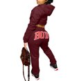 thumbnail image 4 of EYIIYE Womens 2 Piece Outfits Tracksuits Hooded Crop Top Sweatshirt + Sweatpants Body Letter Printed Fall Winter Sweatsuits, 4 of 5