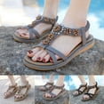 thumbnail image 1 of TrendOFT Womens Footbed Sandals Comfortable For Casual Outings Vacations Beach Days And Dates Featuring Open Toe And Stretch Straps For Effortless Style Summer Womens Flat Sandals Beige 39, 1 of 9