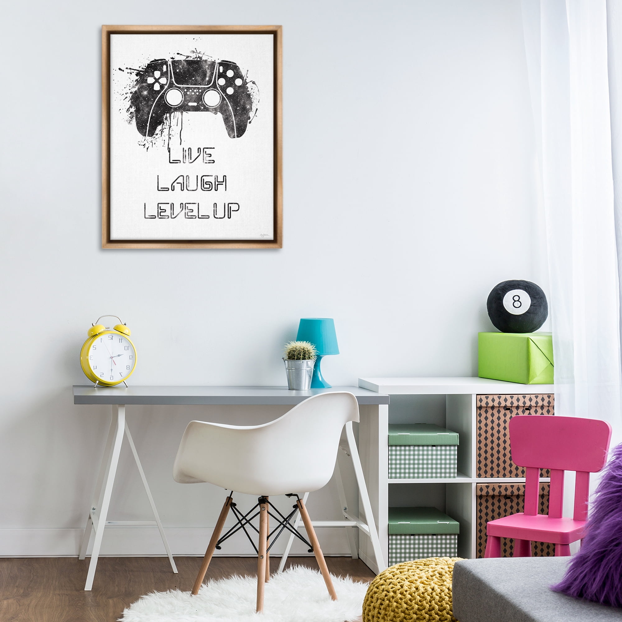 Stupell Industries Live Laugh Level Up Typography Painting Brown Floater Framed Art Print Wall Art, 25 x 31