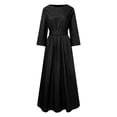thumbnail image 3 of TAIAOJING Women's Long Maxi Dress Long Sleeve O Neck Solid Literary Retro Casual Belt Dresses With Pocket, 3 of 3