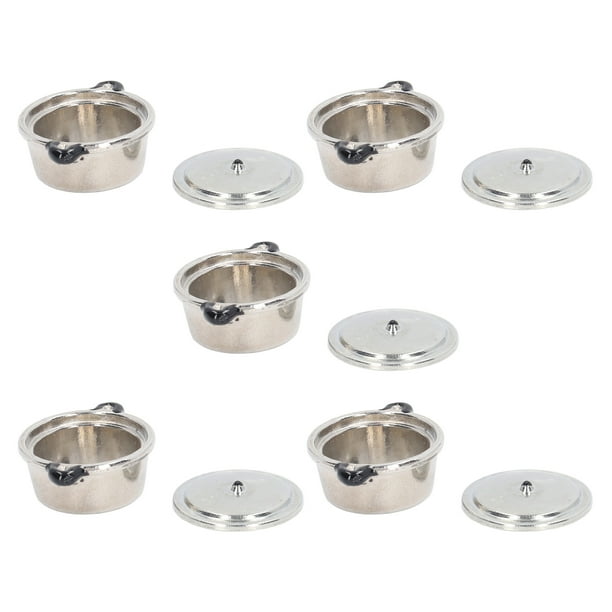 Accesorio para casa de muñecas BuyWeek Juego de 5 Mini ollas para sopa