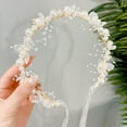 thumbnail image 2 of Tkrady Princess Flower Headpiece Rhinestone Pearl Headband Alloy Floral Bridal Hair Accessories Communion Wedding Prom Photography for Girls and Women, 2 of 6