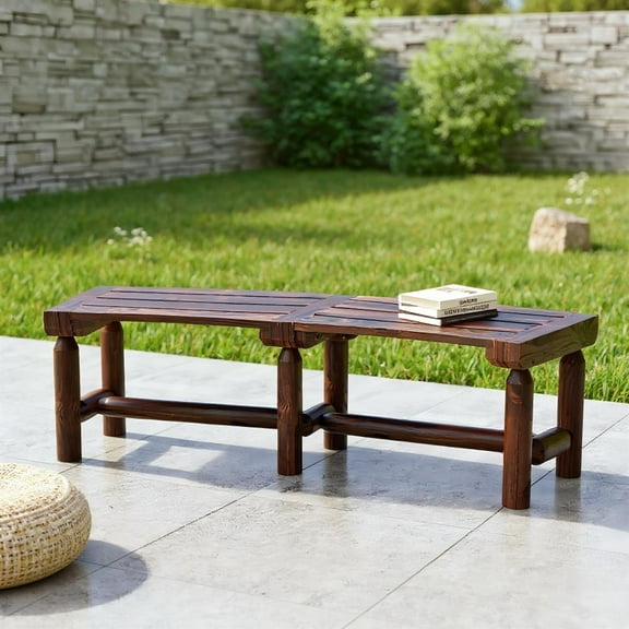 Aimee Lii Patio Curved Bench for Round Table Spacious and Slatted Seat, Outdoor Patio Furniture