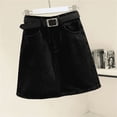 thumbnail image 3 of Minifalda vaquera adelgazante de cintura alta negra y gris para mujer, estilo nuevo de verano a la moda, versión coreana, falda ajustada, 3 of 5