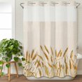 thumbnail image 3 of Fall Wheat No Hook Shower Curtain Waterproof, Bathroom Curtains with Snap in Liners and See Through Top Window, Autum Botanical Rustic Yellow Orange Hotel Style Bathtub Curtains Shower 60"Wx72"L, 3 of 8