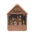 thumbnail image 1 of Casa de nieve navideña, casa de madera, figura, regalo de Navidad para niños, cabaña de madera brillante Color madera, 1 of 9