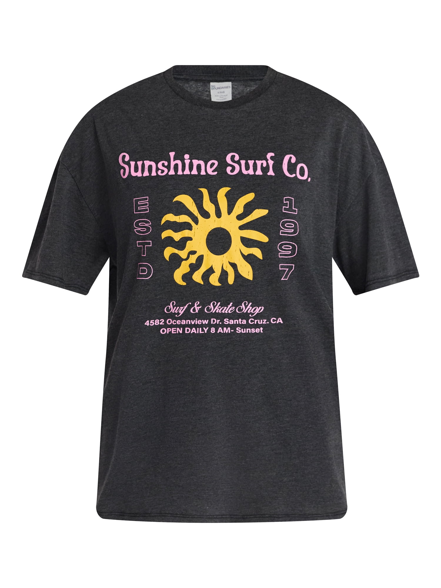 No Boundaries Graphic Oversized Boyfriend Tee, Women's XXS-XXL