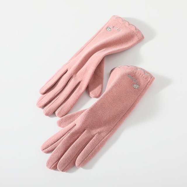 Guantes cálidos para damas de otoño e invierno, además de terciopelo acolchado, cálidos para conducir al aire libre, ciclismo, pantalla táctil, guantes de terciopelo de invierno