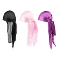 thumbnail image 2 of 3pcs Mujeres Gorro de Larga Pérdida de Cabello Bufanda Sombrero Pirata Gorro + Rosa + Morado Sunnimix Mujer Hombre Durag Sombreros, 2 of 5