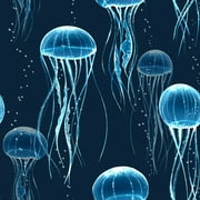 Glowing Jellyfish Removable Wallpaper 10'L x 24''W
