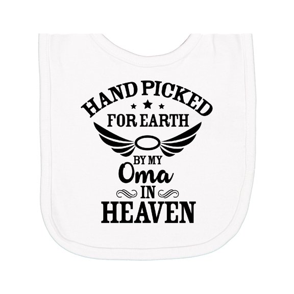 Inktastic Handpicked for Earth by My Oma in Heaven with Angel Wings Newborn Bib